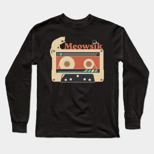 Retro Meowsik-Cat and Music lovers- Long Sleeve T-Shirt